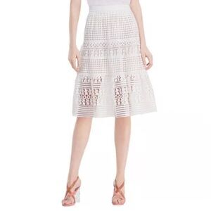Diane Von Furstenberg “Tiana” White Tiered Midi Skirt